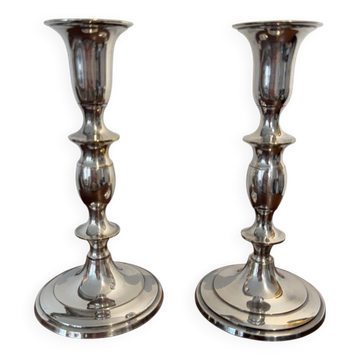 Pair of silver-plated candlesticks