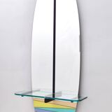 Miroir d'entrée mural ovale et table console avec plateau en verre
