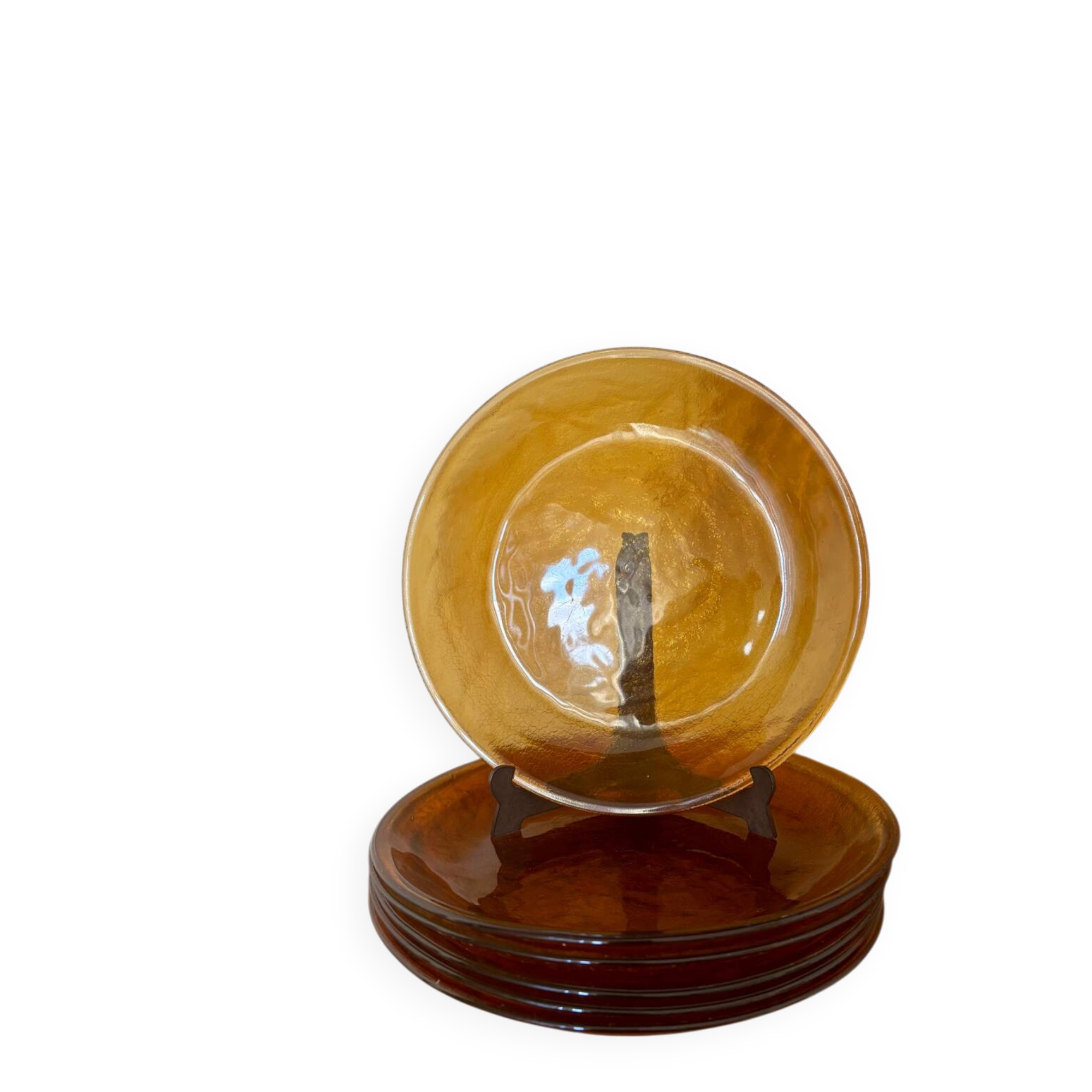 Vintage set of 6 amber brown plates Arcoroc Sierra