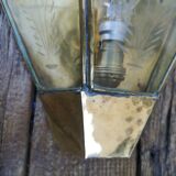 Handmade brass and engraved glass sconce