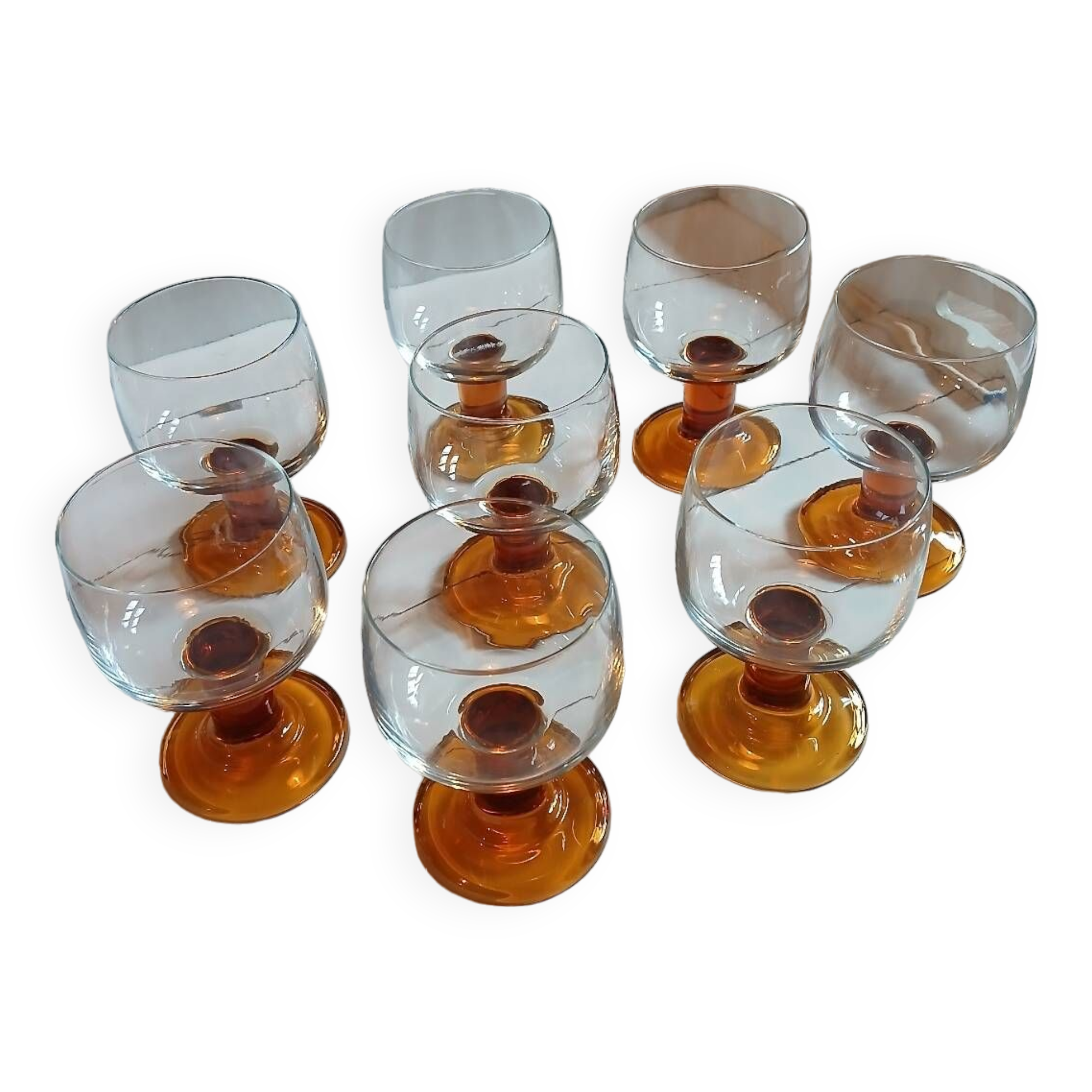 8 vintage wine/water stemmed glasses