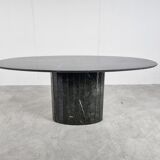 Vintage oval black marble dining table, 1970s