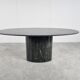 Vintage oval black marble dining table, 1970s
