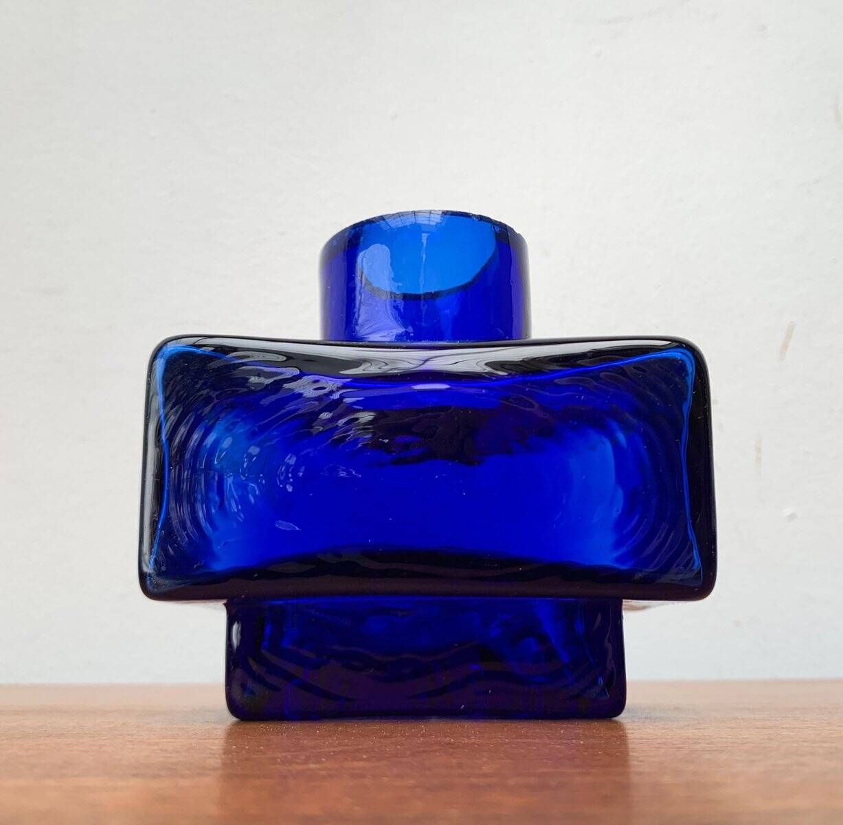 Scandinavian mid-century block glass vase, 1960s