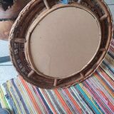 Rattan mirror spherical shape circa 1970