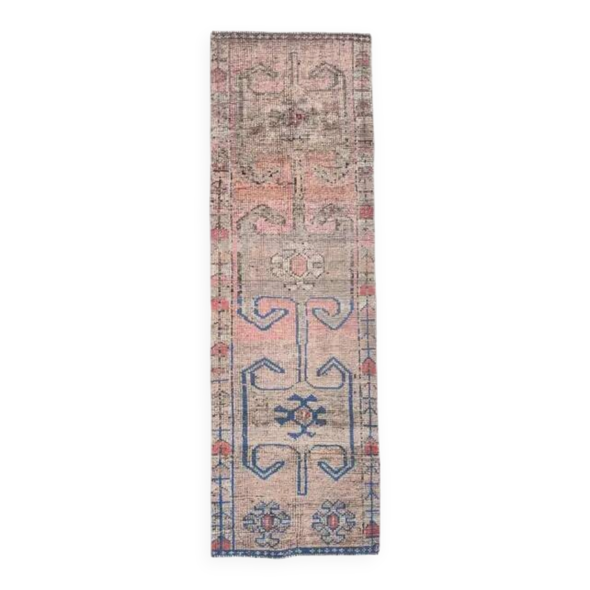 1970s Turkish Oushak Handmade Wool Cotton Orange Runner Rug 91x291