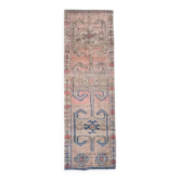 1970s Turkish Oushak Handmade Wool Cotton Orange Runner Rug 91x291