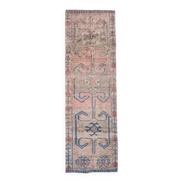 1970s Turkish Oushak Handmade Wool Cotton Orange Runner Rug 91x291