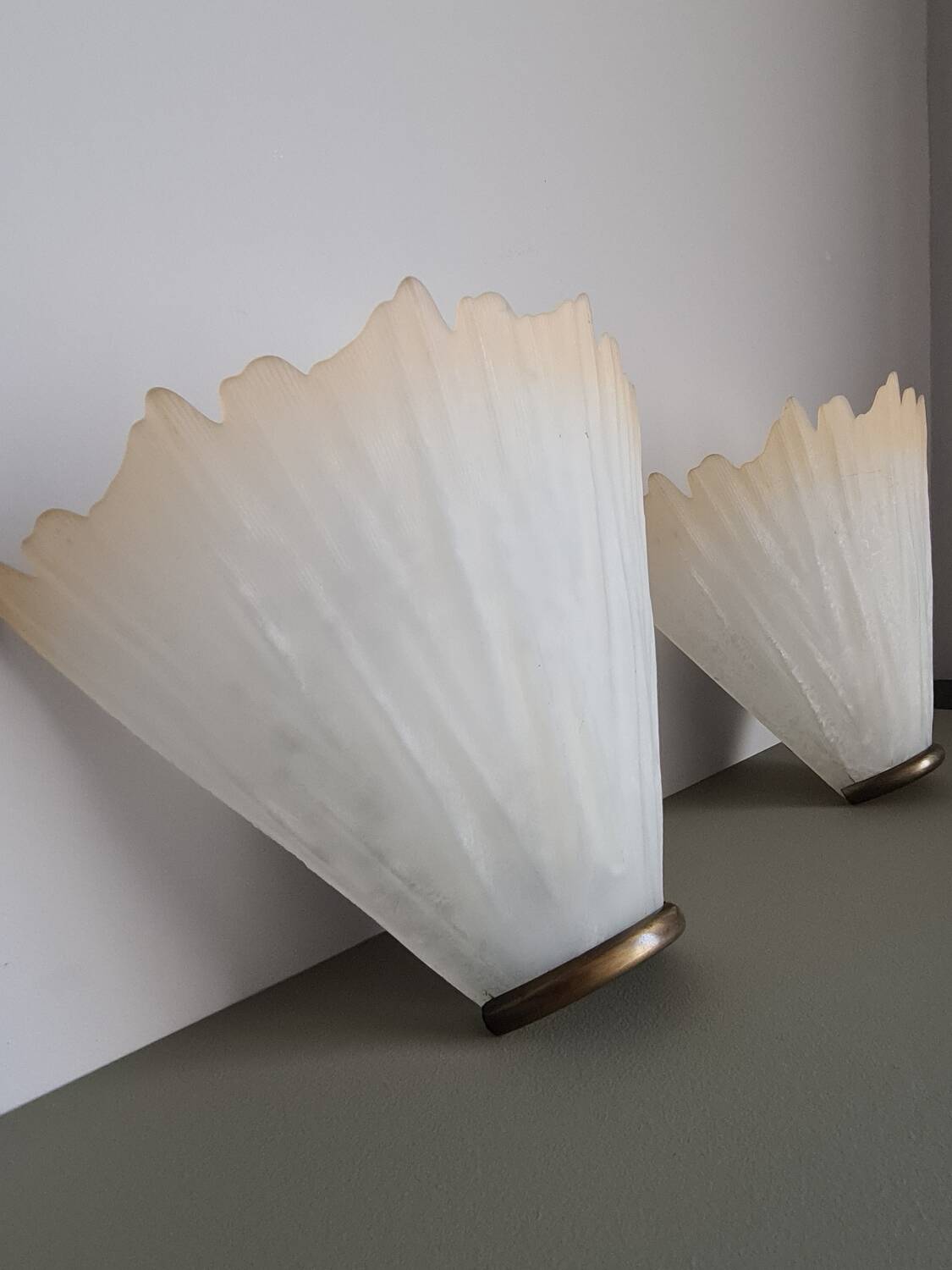 Pair of vintage French molded glass wall sconces