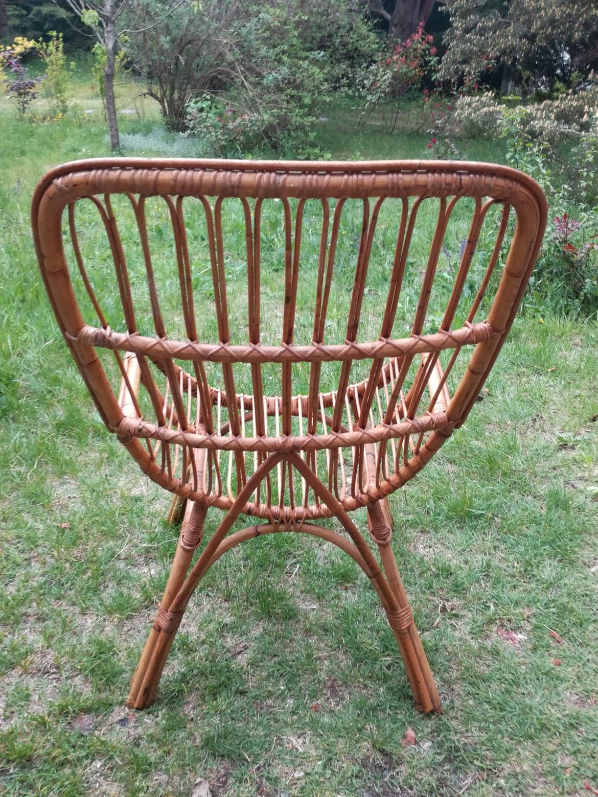 Old rattan armchair