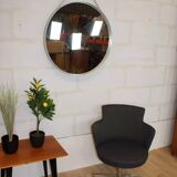 Miroir HAY Ø70 cm à sangle, cadre métal mastic, style scandinave minimalist