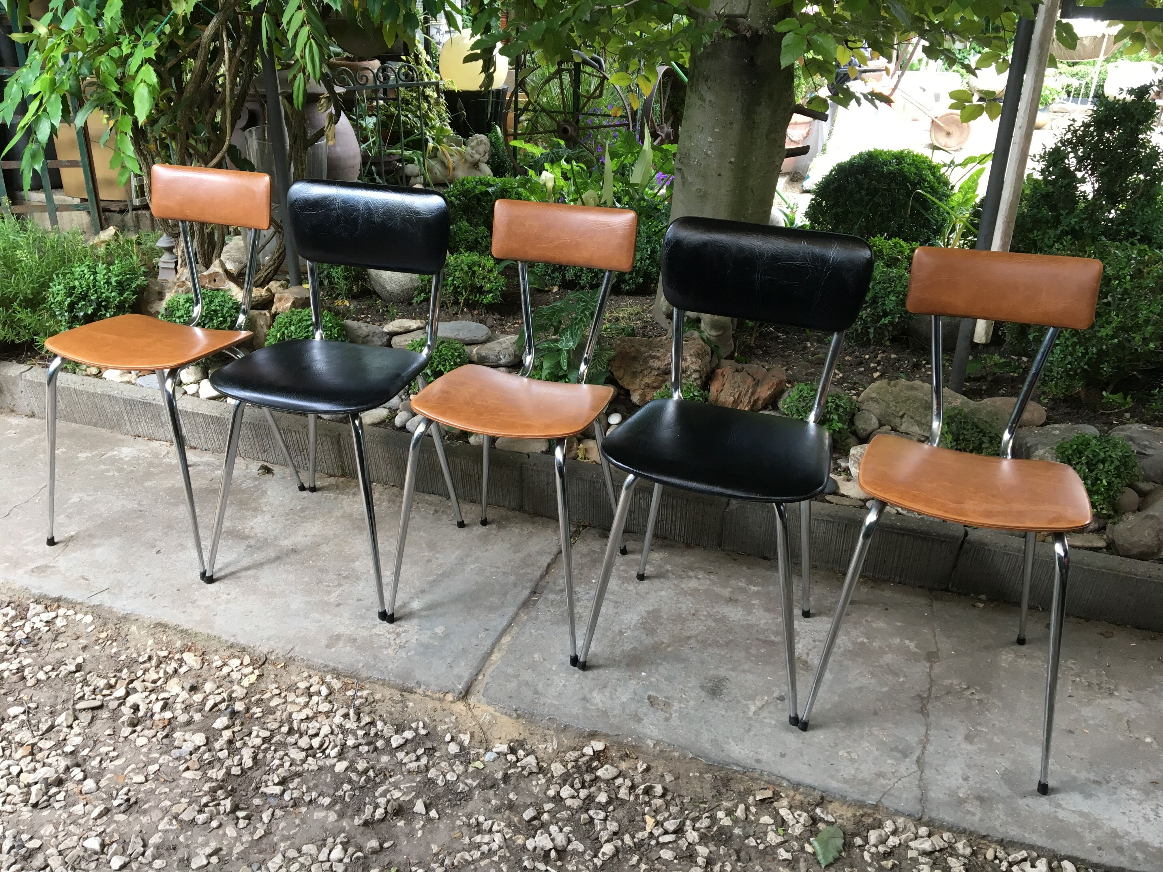 Chairs skaï  and  chrome