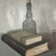 Still life canvas with bottle
