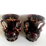 Ceramic vases decorated tortoiseshell, Vallauris style
