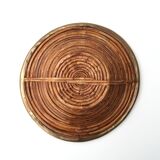 Rattan and brass fruit basket, 60s