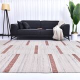 210x310 beige orange kilim rug, Beige terracota wool kilim carpet