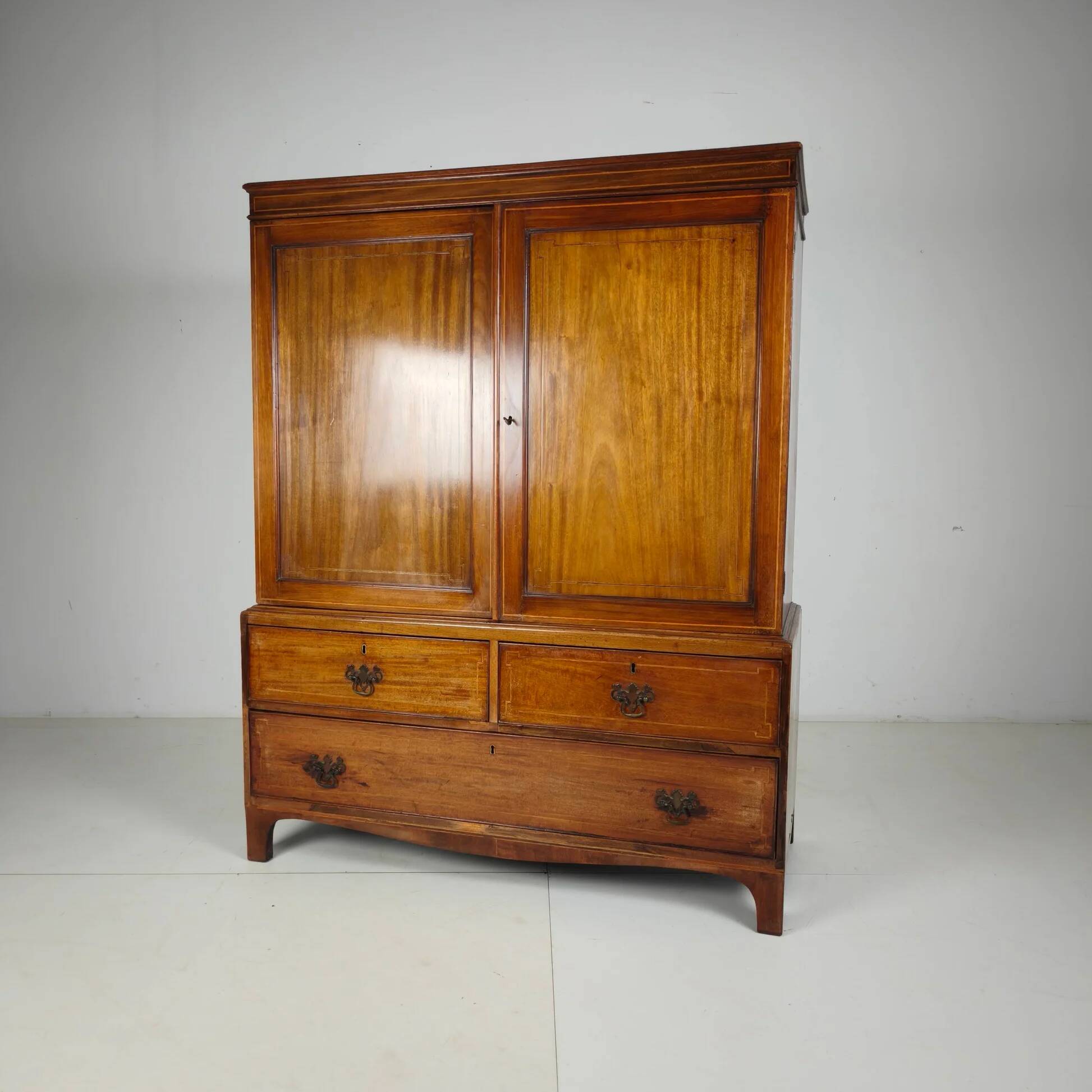 Early 19th Century English Mahogany Linen Press Cabinet, c.1820–1840
