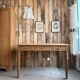 Large desk with turned legs in solid oak (renovated)