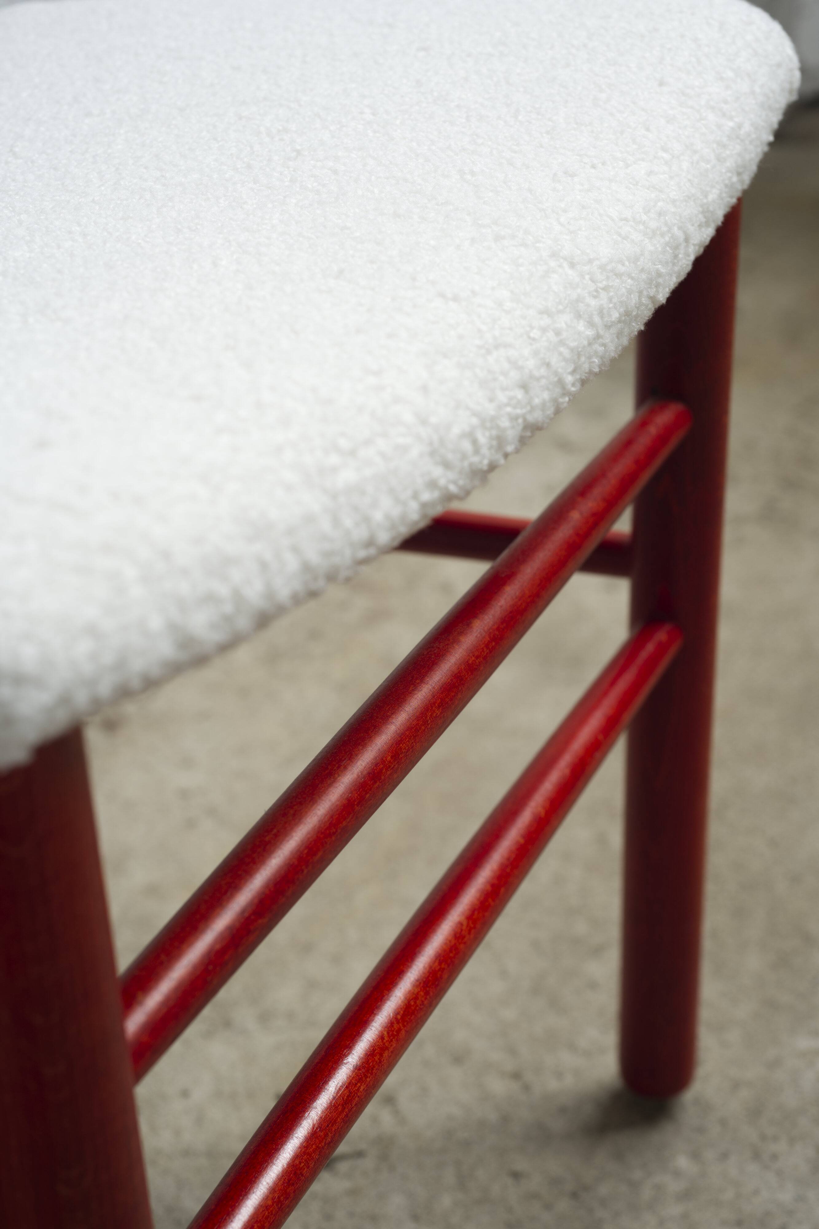 6x red stained beech dining chairs "Model 250" by Farstrup Denmark, 1960's