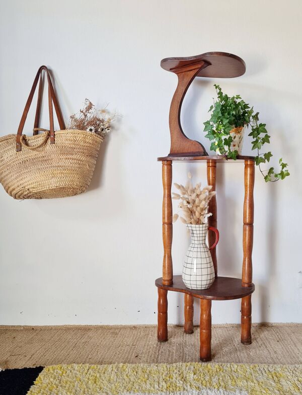 Sellette ancienne en bois - porte-plantes tripode