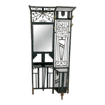 Art Deco coat rack wardrobe in wrought iron from the 1930s.