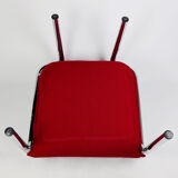 Paire de fauteuils italiens en métal chromé et tissu rouge, 1970