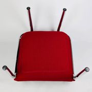Pair of Italian armchairs in chromed metal and red fabric, 1970
