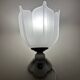 pair of ceramic and frosted glass wall lights 1950
