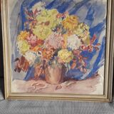 Old painting representing a bouquet of flowers