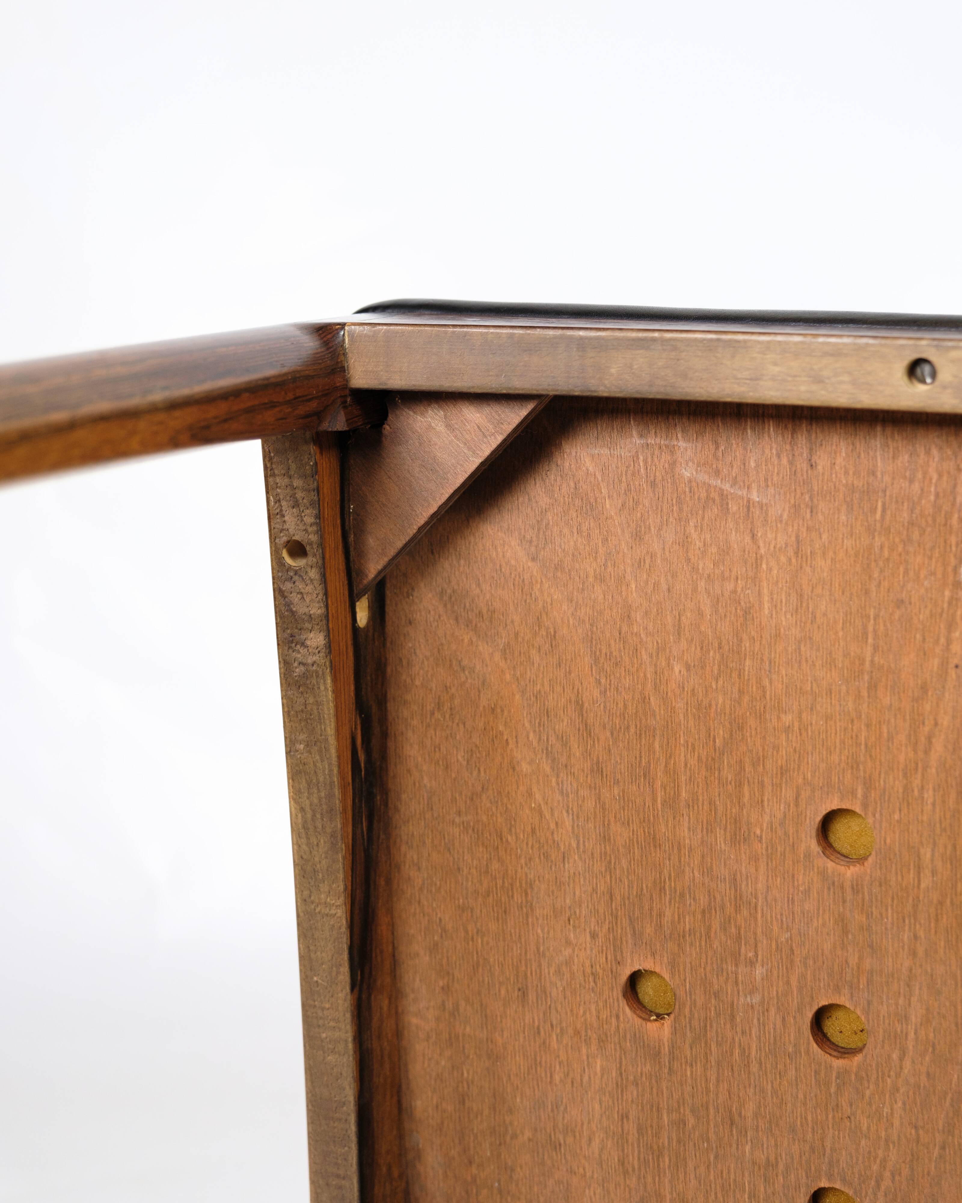 Set of 6 Dining Chairs Model 94 Made In Rosewood With Black Leather Seat By Johannes Andersen