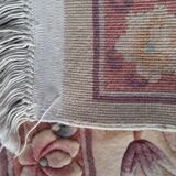 Vintage Chinese rug 120 x 60 cm with reliefs, Beijing flowers, handmade.