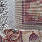 Vintage Chinese rug 120 x 60 cm with reliefs, Beijing flowers, handmade.