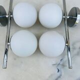 2 vintage double opaline globe wall lights 1960