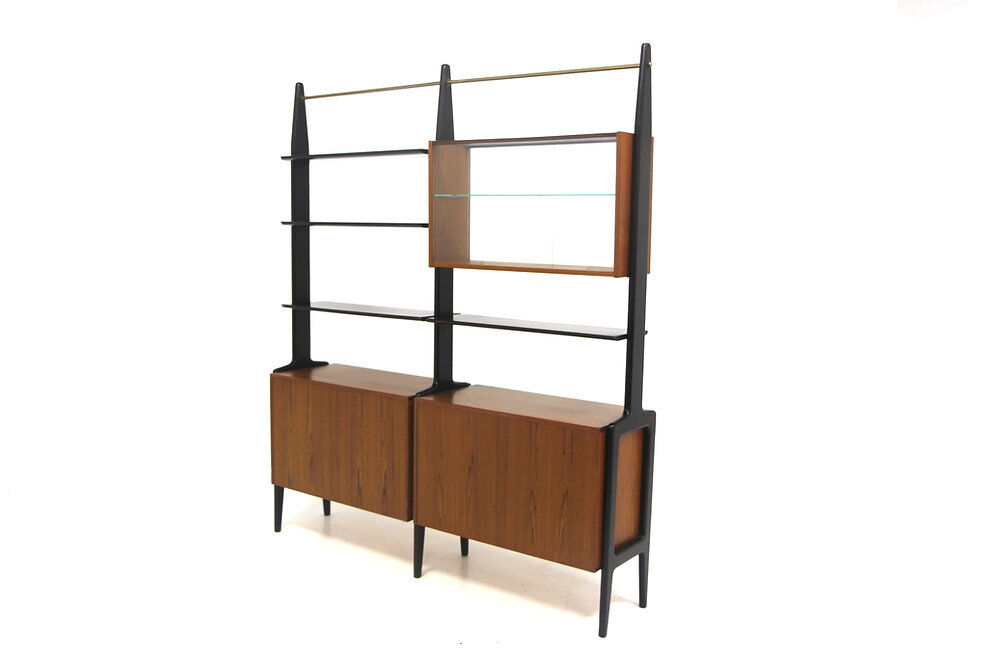 Scandinavian "Double" bookshelf in teak, Sweden, 1950.