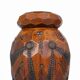 Vase breton en bois sculpté et laiton, Bretagne, France, 1960s