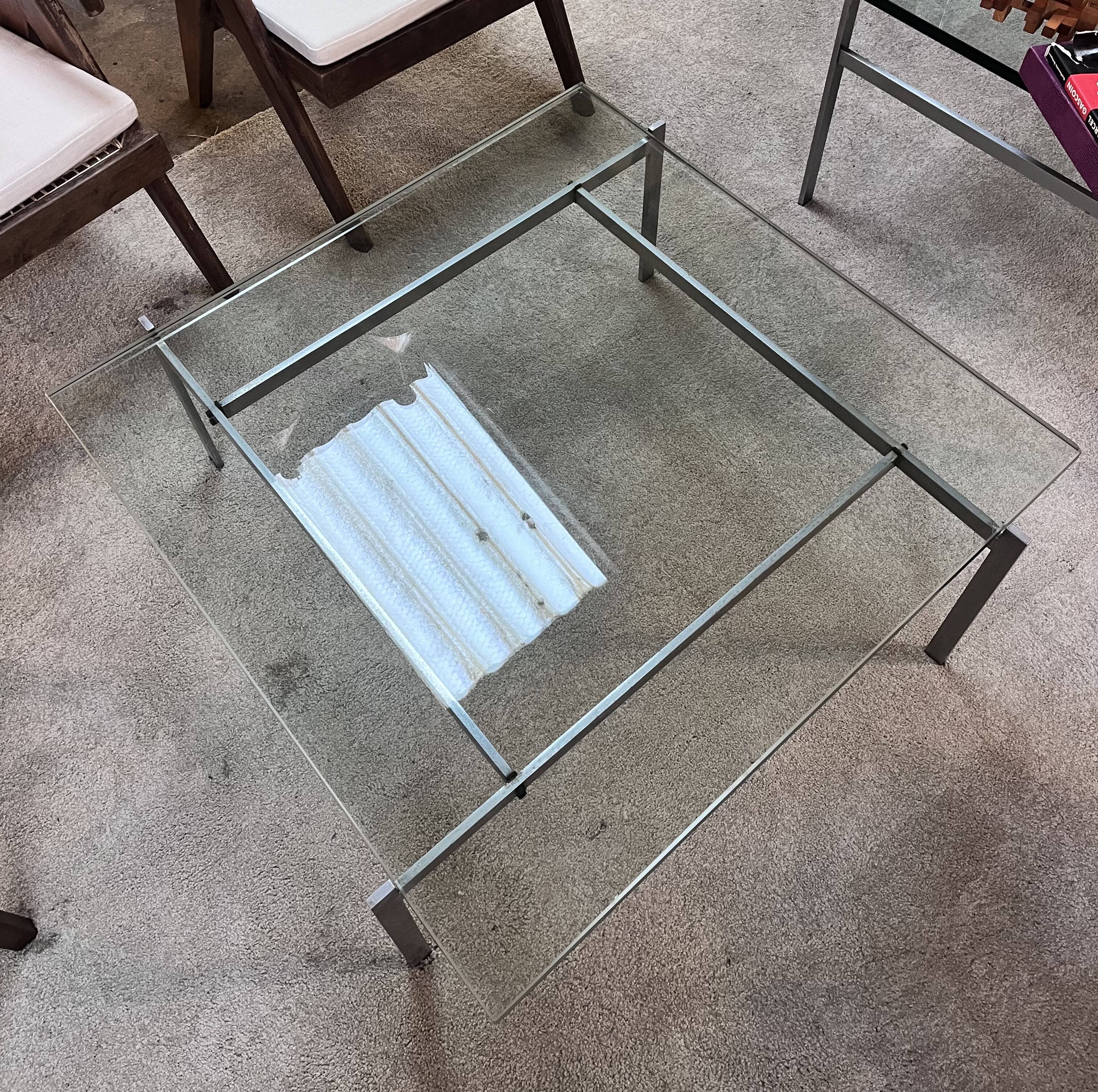 Poul Kjaerholm glass coffee table model PK61, Denmark 1960s