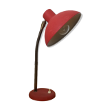 Vintage laying lamp in brass and grainy red aluminum - 50s