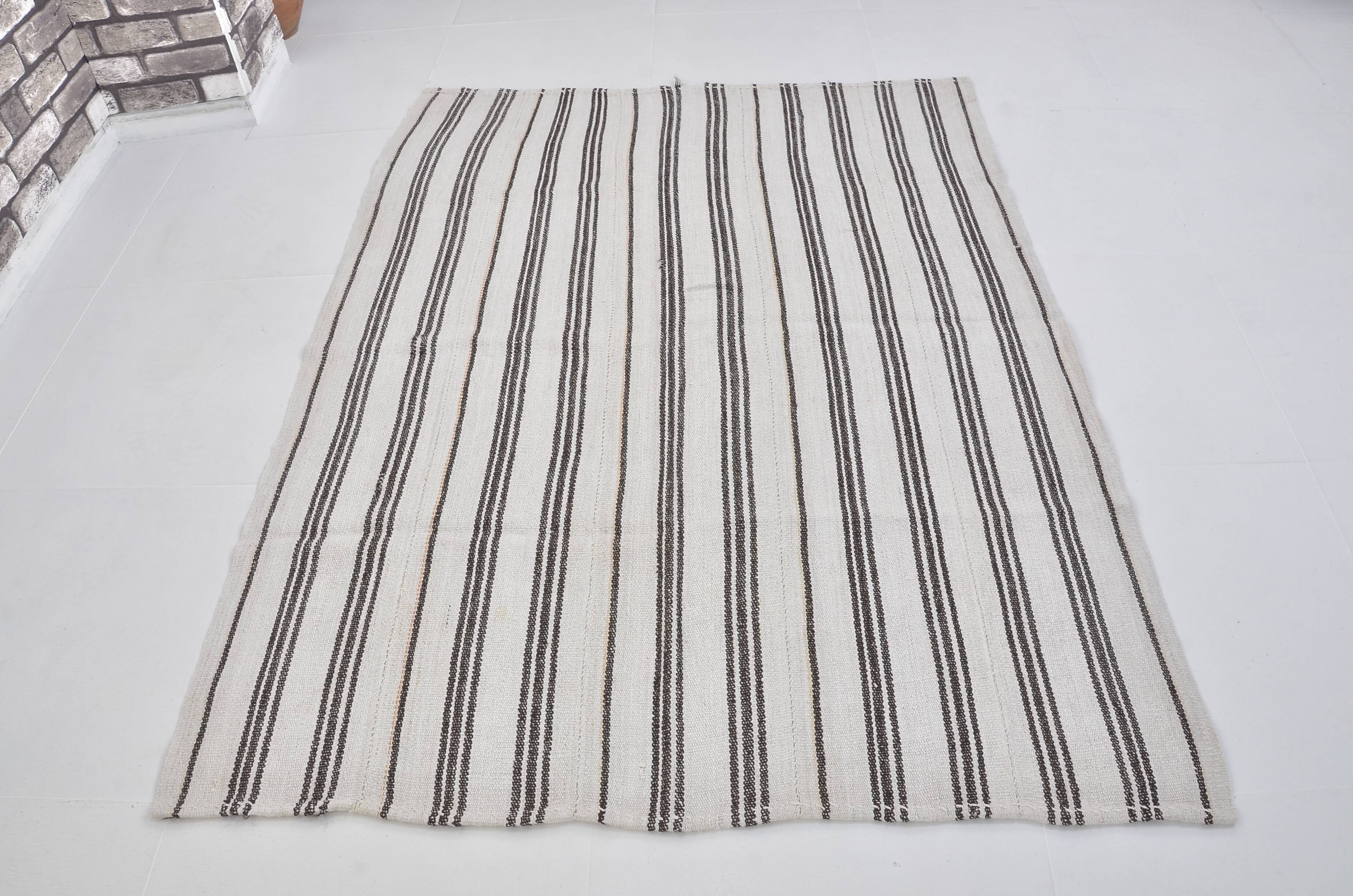 Vintage Anatolian Striped Hemp Kilim Rug, Reference 3665