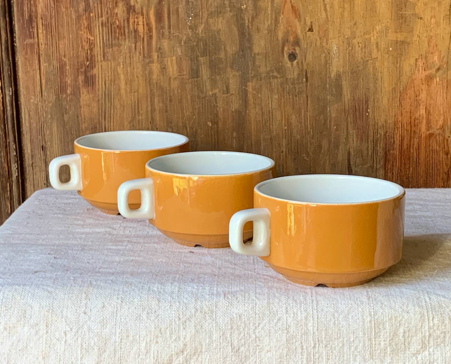 3 large vintage Sarreguemines chocolate cups