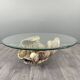 Shell-shaped coffee table in carved wood, 20th century