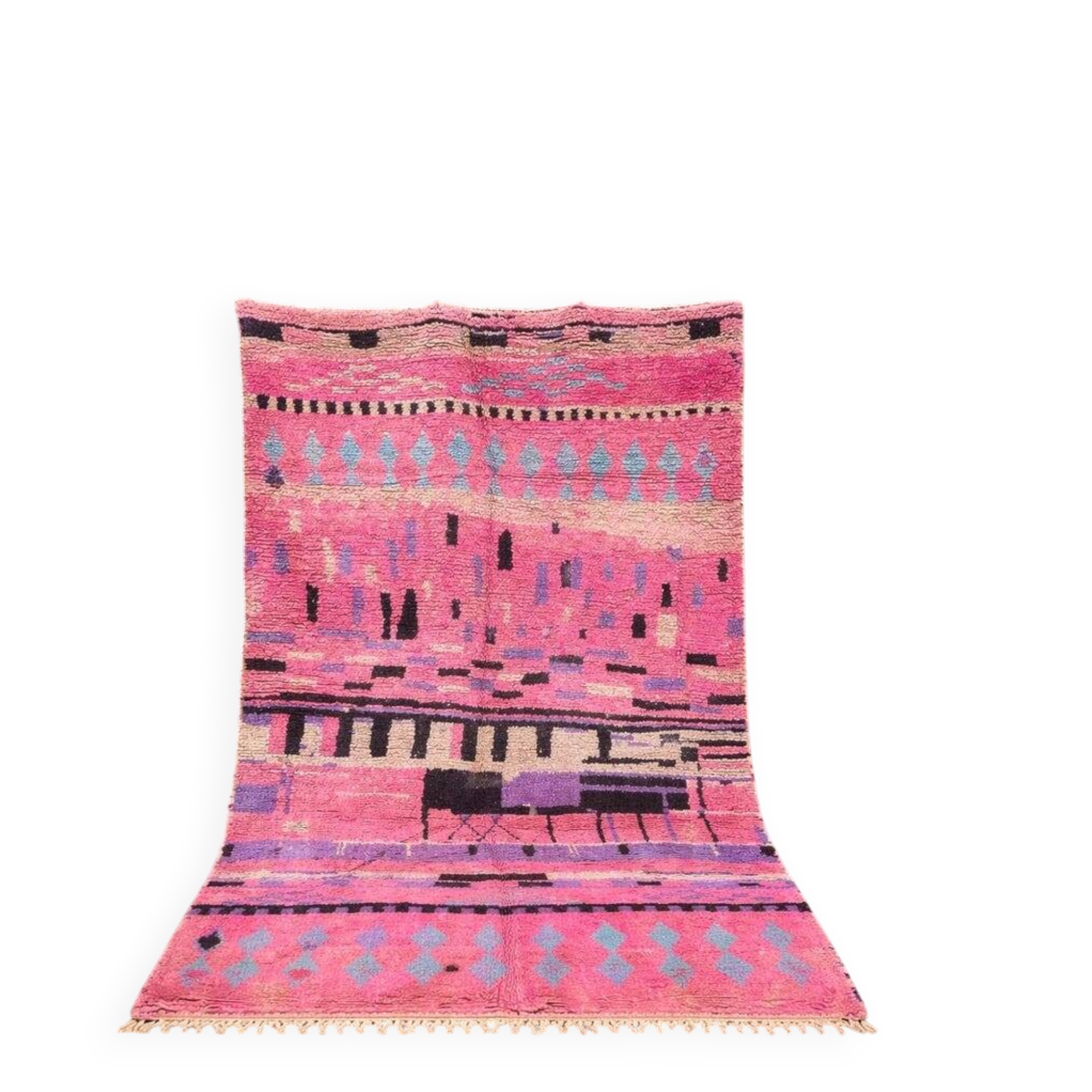Moroccan pink wool rug 300cm x 150cm