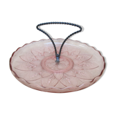 Plat a anse en verre rose