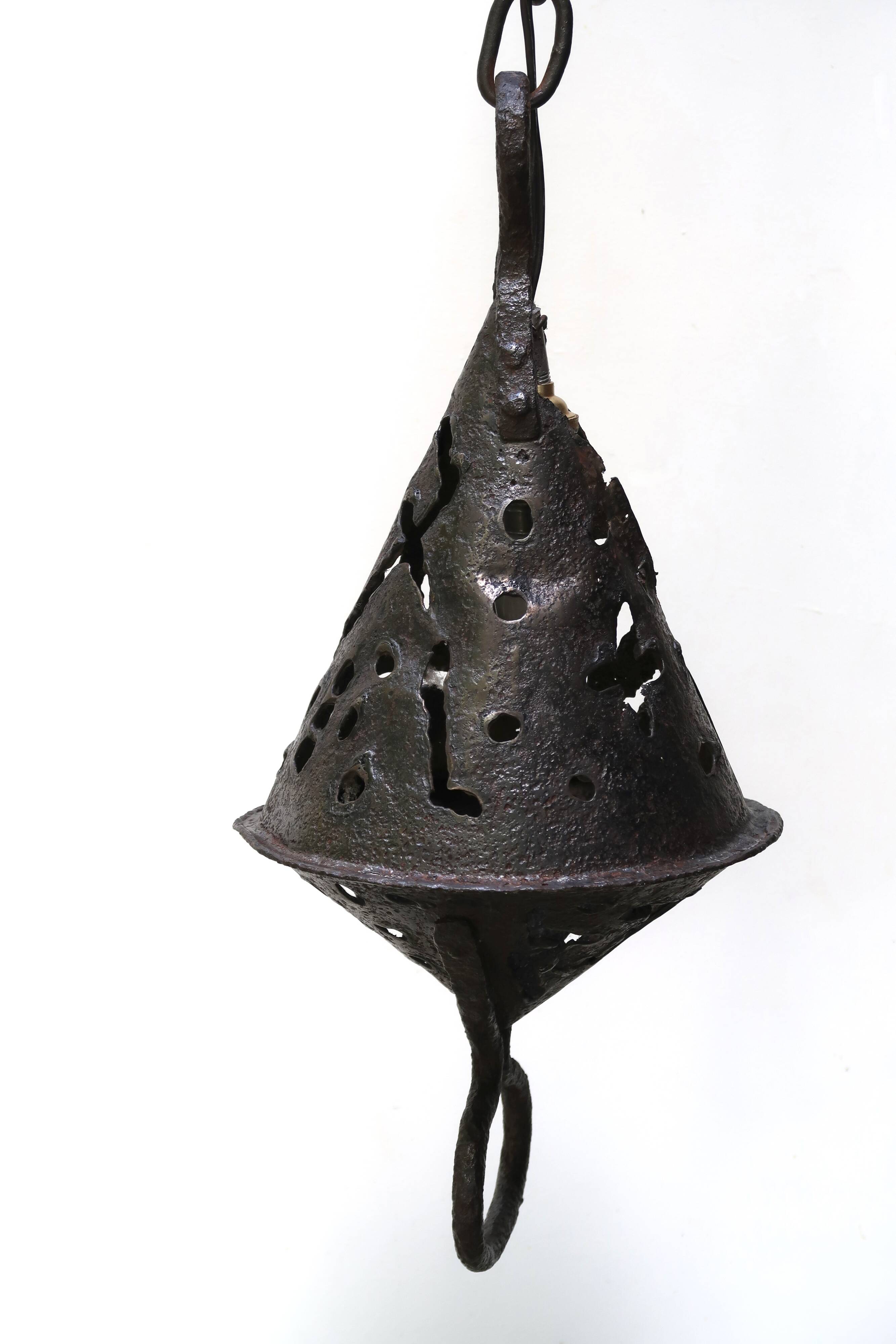 Antique wrought iron lantern pendant light