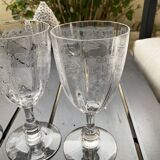 4 Saint Louis water glasses. Venetian ribbed massenet model