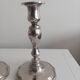 Pair of silver-plated metal candlesticks