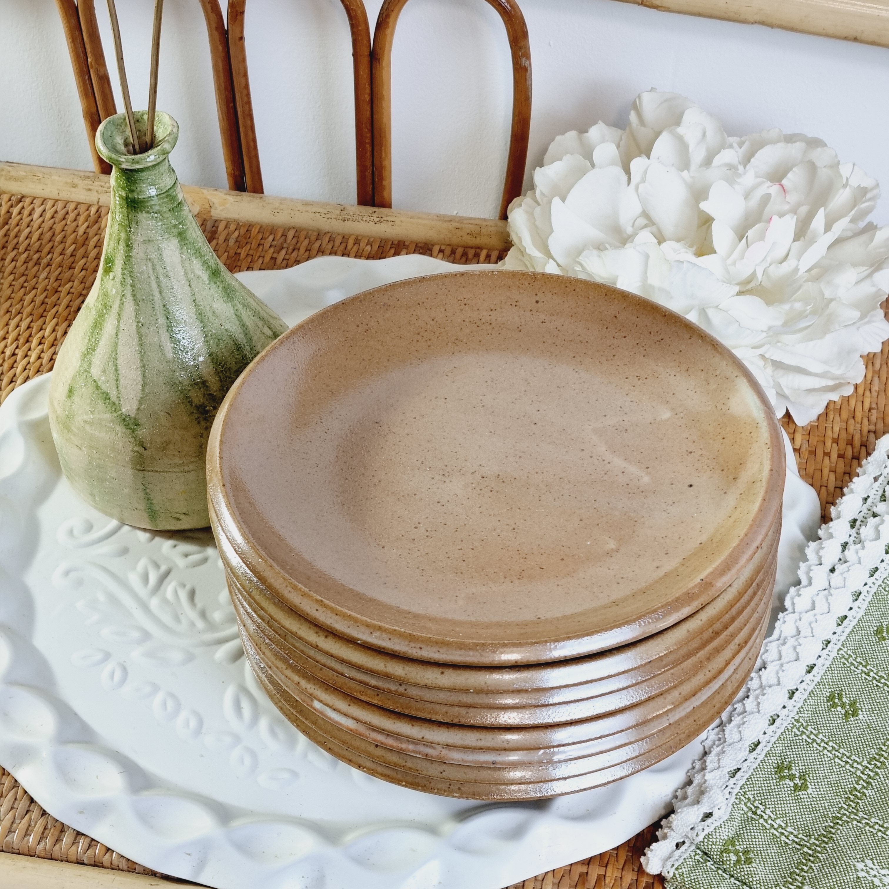 Set of 8 dessert plates Grès de Brenne