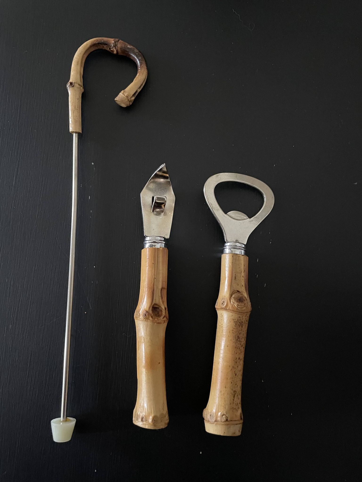 Couverts de service ouvre-bouteilles manches bambou