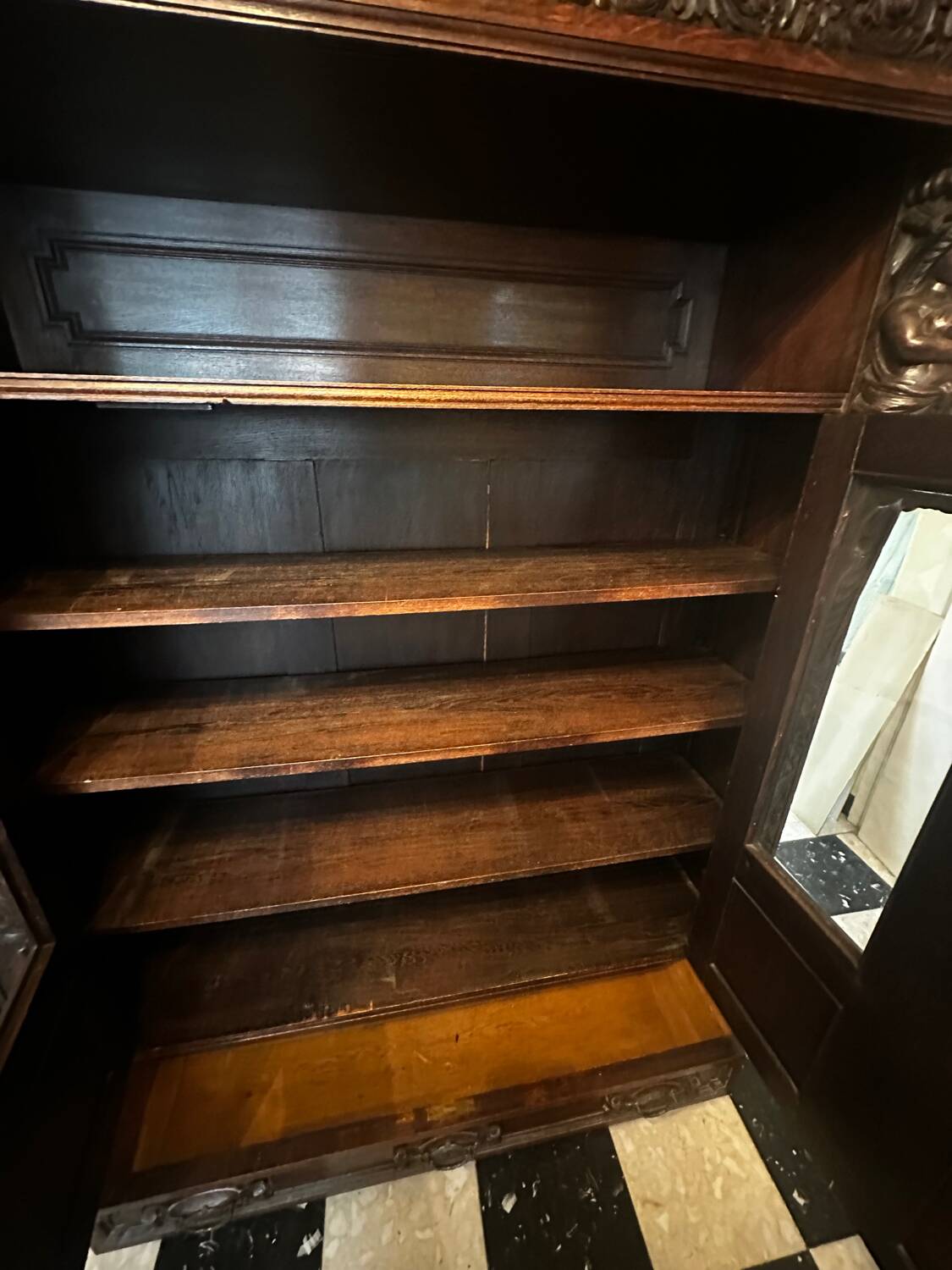 Large Renaissance Style Library Solid Oak 19th Century