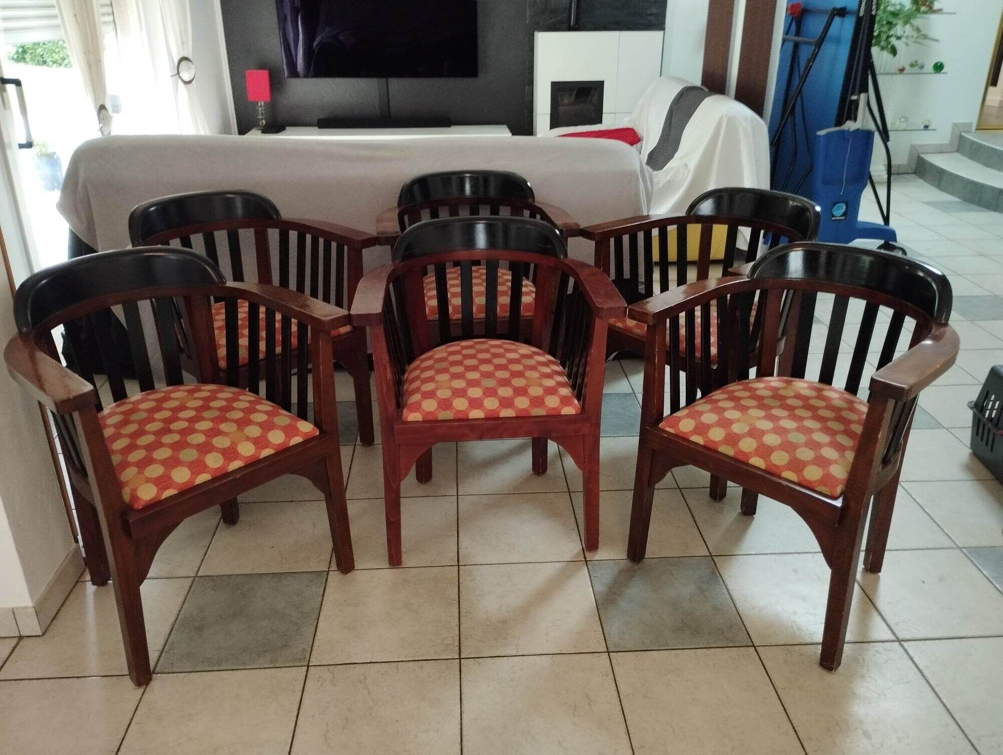 6 art nouveau armchairs