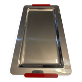 Grand plateau design en inox signé morinox, typique du style des année